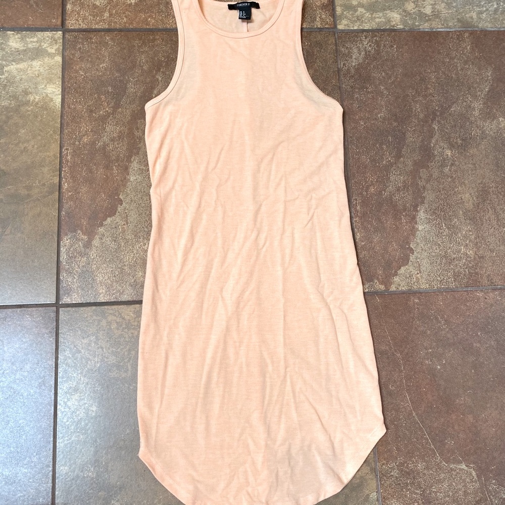 Light coral racerback tshirt mini dress